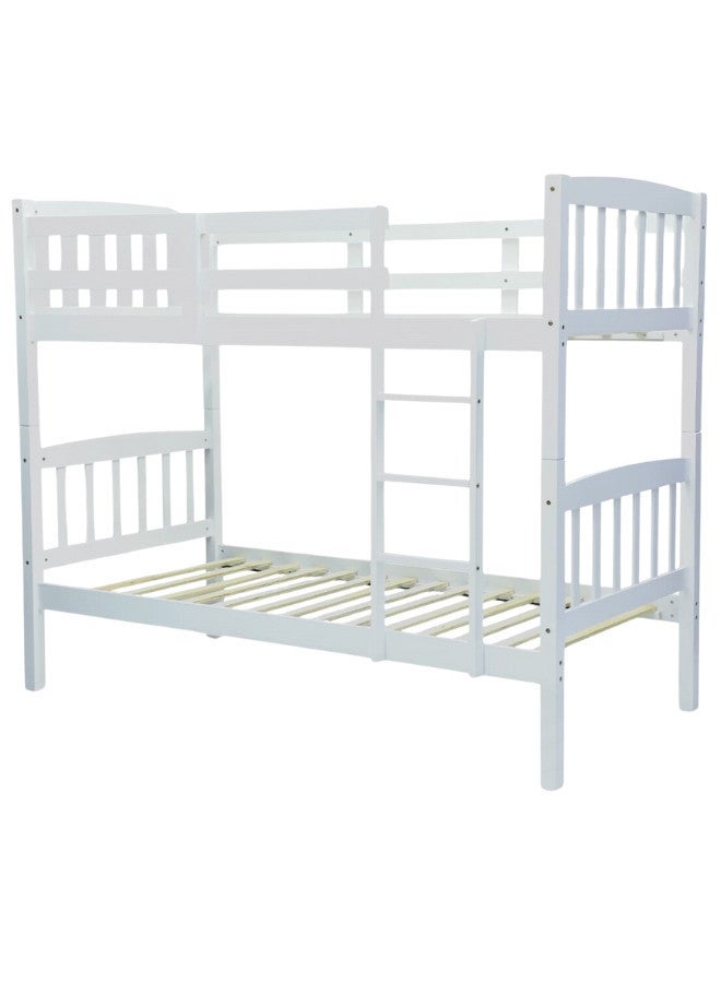 ALWASIT HOME Wooden MH-5005 Bunk Bed Double Decker, Heavy Duty Solid Wood, Sturdy Guard Rails for Home, Baby Room, Apartment, Studio - Safe & Durable Bunker Bed for Kids & Adults (WHITE) - Image 2
