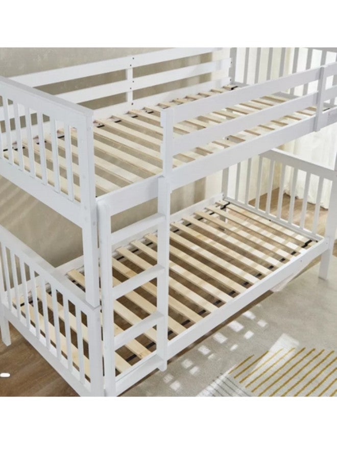 ALWASIT HOME Wooden MH-5005 Bunk Bed Double Decker, Heavy Duty Solid Wood, Sturdy Guard Rails for Home, Baby Room, Apartment, Studio - Safe & Durable Bunker Bed for Kids & Adults (WHITE) - Image 5