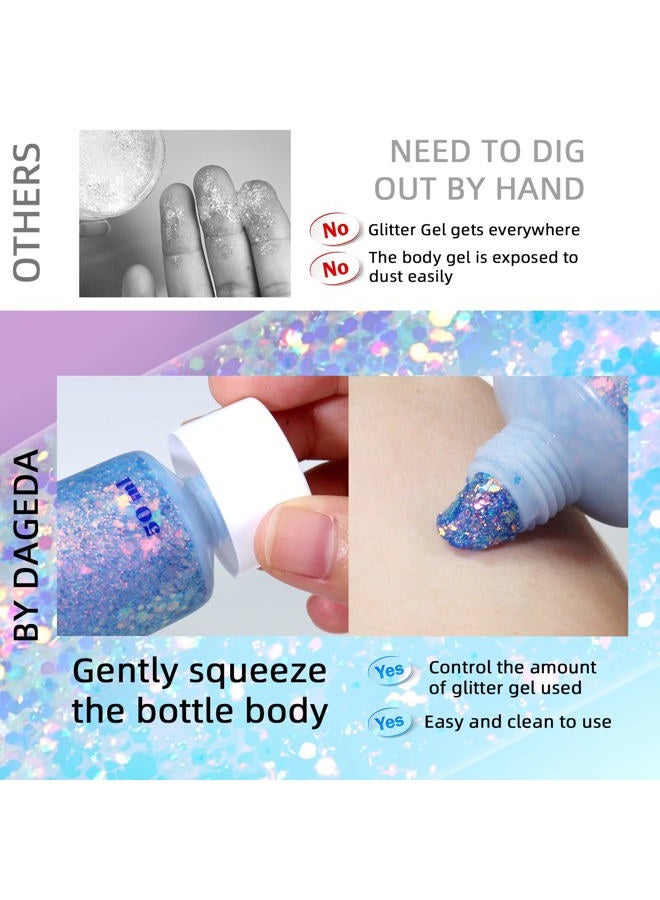 DAGEDA Body Glitter Gel, Face Glitters Body Gel Sequins Shimmer Liquid Eyeshadow, Chunky Glitter for Face Hair Nails, Holographic Cosmetic Laser Powder Festival Glitter Makeup 1.7oz (Black) - Image 5