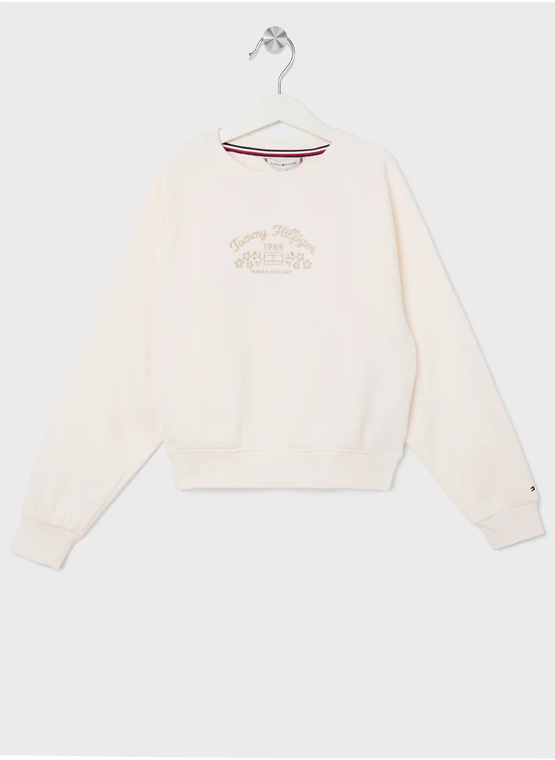 TOMMY HILFIGER EMB FLOWER FLEECE CREWNECK