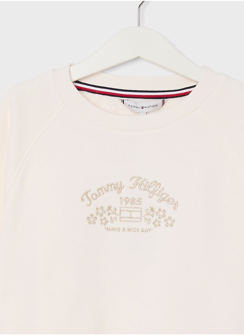 TOMMY HILFIGER EMB FLOWER FLEECE CREWNECK  - Image 3