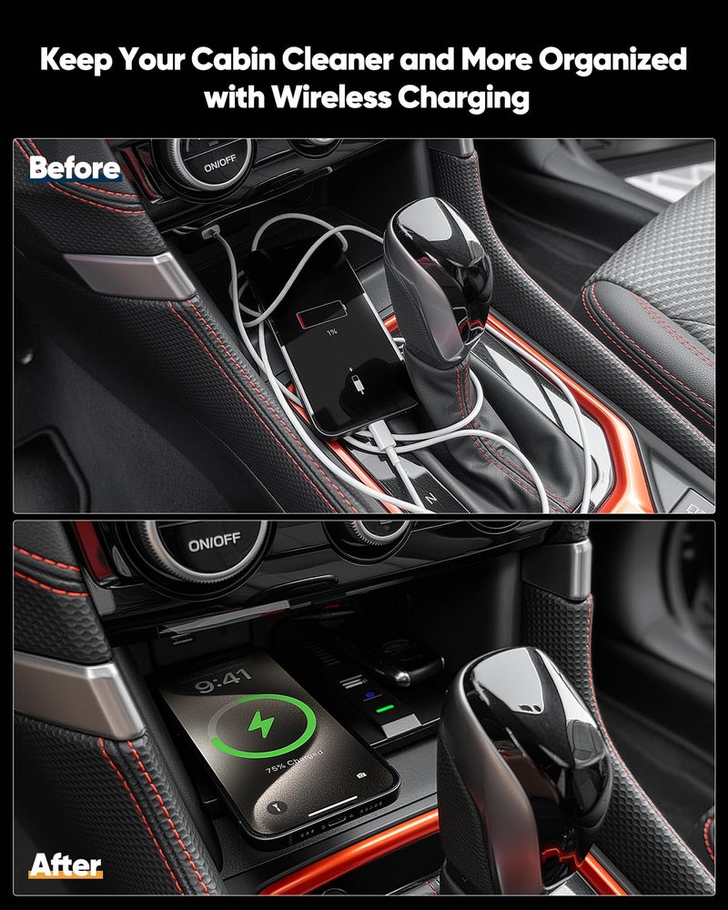 COTAZA Wireless Car Charger for Subaru Forester 2019-2024, Crosstrek 2018-2023, Impreza 2017-2023, Wireless Charging Pad for Subaru Center Console, Car Interior Accessories Phone Charger - Image 3