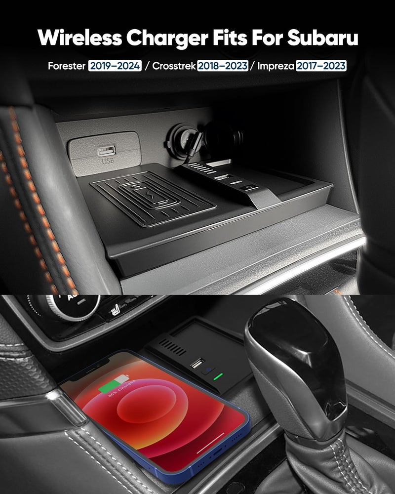 COTAZA Wireless Car Charger for Subaru Forester 2019-2024, Crosstrek 2018-2023, Impreza 2017-2023, Wireless Charging Pad for Subaru Center Console, Car Interior Accessories Phone Charger - Image 2