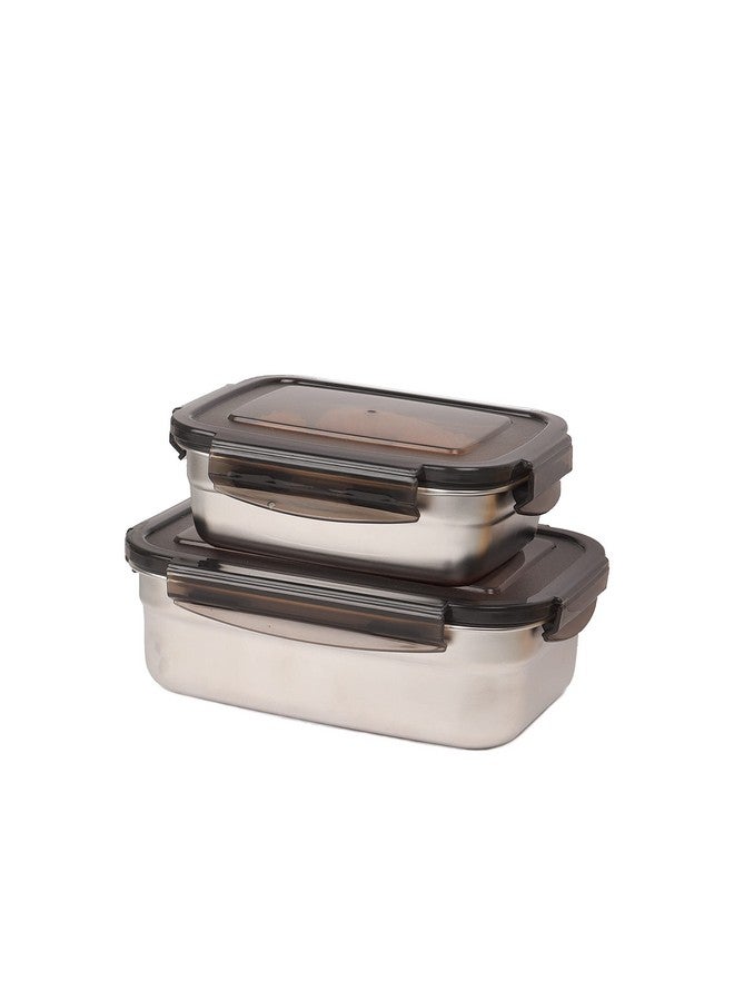 Femora Lunch Box High Steel Rectangle Heavy Duty Airtight Leakproof Unbreakable Storage Container with Lock Lid Lunch Box for Office-College-School, Lunch Box - 550 ml/gm,850 ml/gm, Set of 2 - Image 1