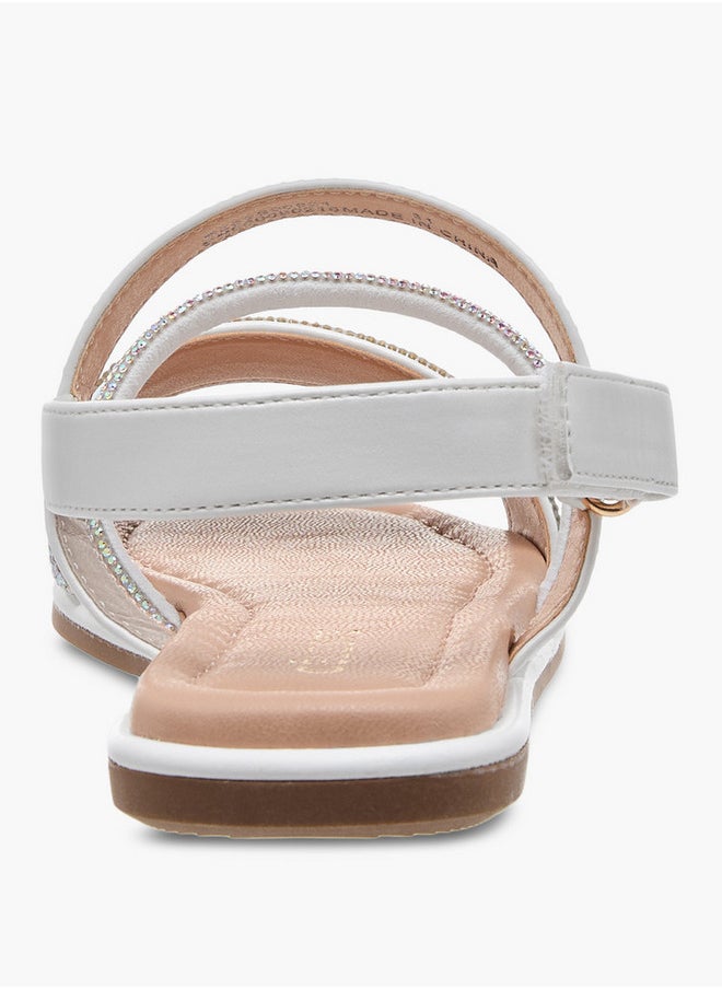 Celeste Girls' Embellished Open Toe Sandals with Hook and Loop Closure  - Image 4