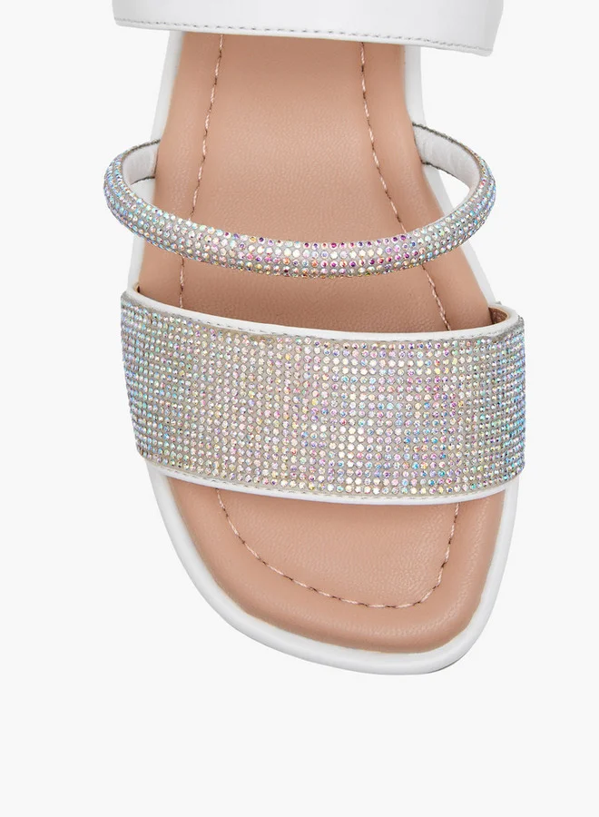 Celeste Girls' Embellished Open Toe Sandals with Hook and Loop Closure