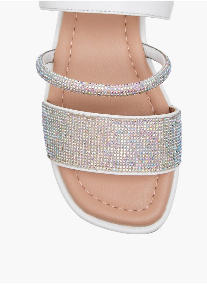 Celeste Girls' Embellished Open Toe Sandals with Hook and Loop Closure  - Image 3