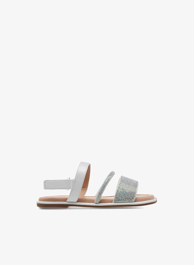 Celeste Girls' Embellished Open Toe Sandals with Hook and Loop Closure