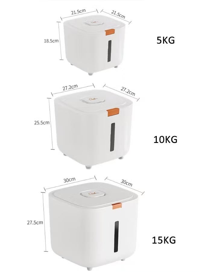 موزع الأرز حاوية تخزين الأرز المنزلية دلو الأرز حاوية تخزين الطعام محكمة الغلق سعة كبيرة متعددة الوظائف حاوية الأرز المقاومة للرطوبة والحشرات مع كوب قياس مجاني دلو تخزين الحبوب المنزلية للمطبخ 5 كجم/10 كجم/15 كجم - Image 2