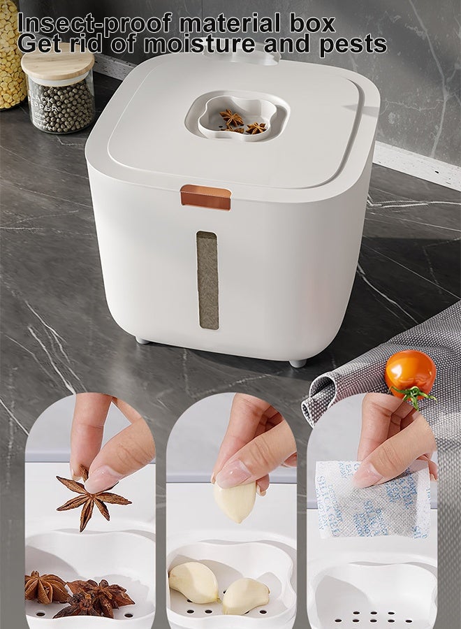 موزع الأرز حاوية تخزين الأرز المنزلية دلو الأرز حاوية تخزين الطعام محكمة الغلق سعة كبيرة متعددة الوظائف حاوية الأرز المقاومة للرطوبة والحشرات مع كوب قياس مجاني دلو تخزين الحبوب المنزلية للمطبخ 5 كجم/10 كجم/15 كجم - Image 5