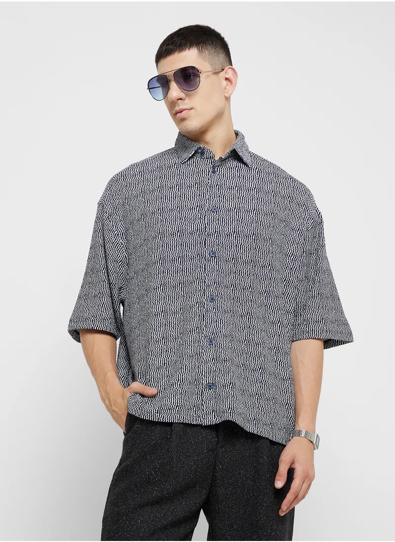 TOPMAN Cropped Button Through Jersey Polo Shirt