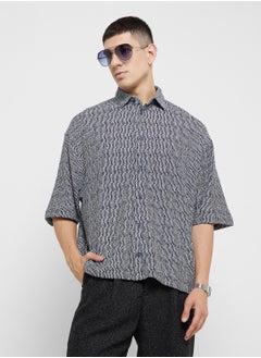 TOPMAN Cropped Button Through Jersey Polo Shirt  - Image 1