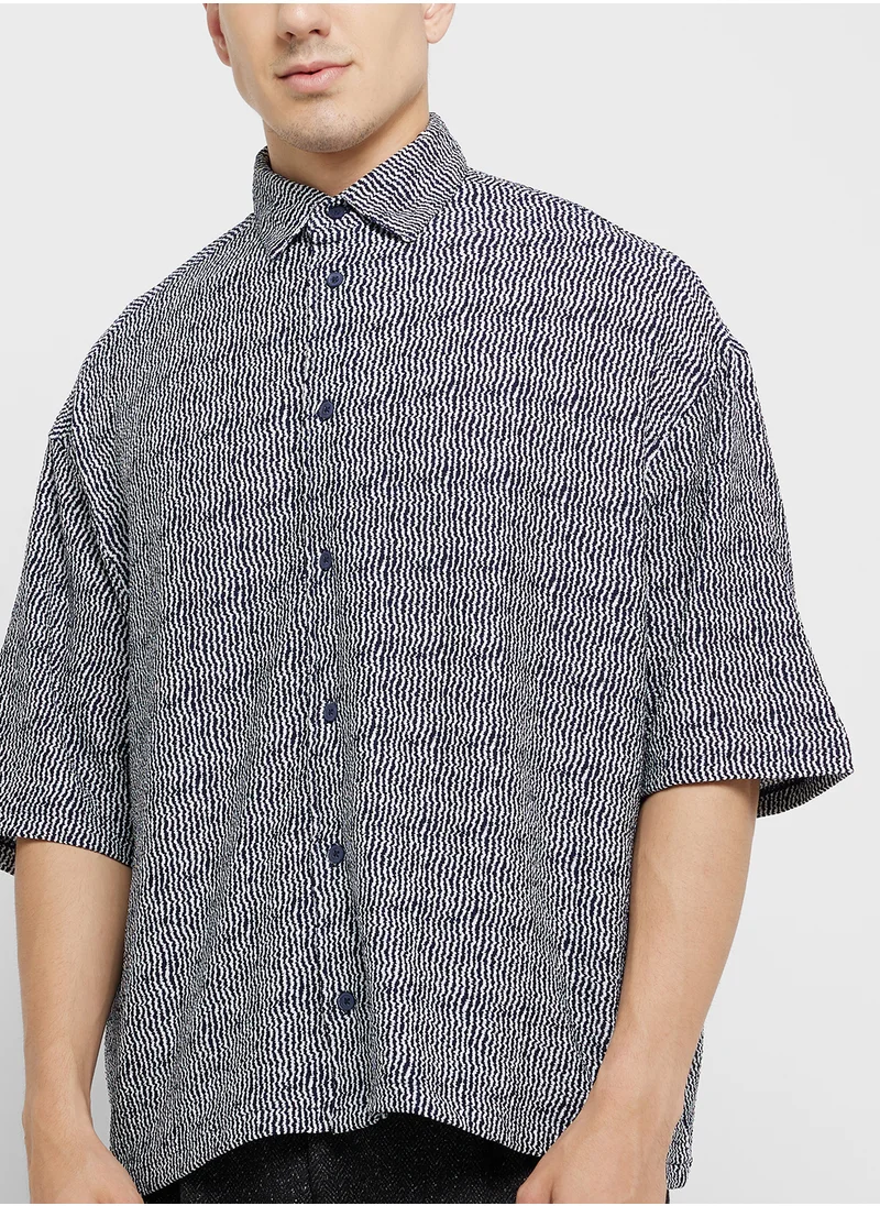 توب مان Cropped Button Through Jersey Polo Shirt