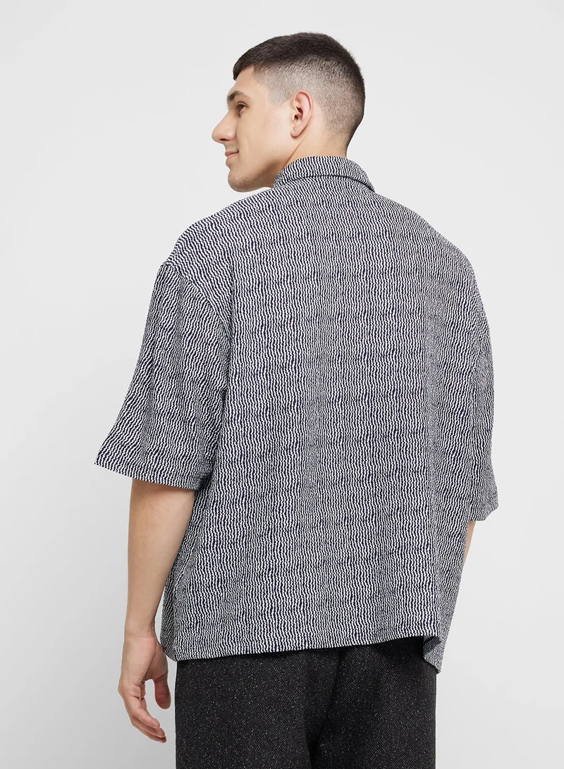 TOPMAN Cropped Button Through Jersey Polo Shirt