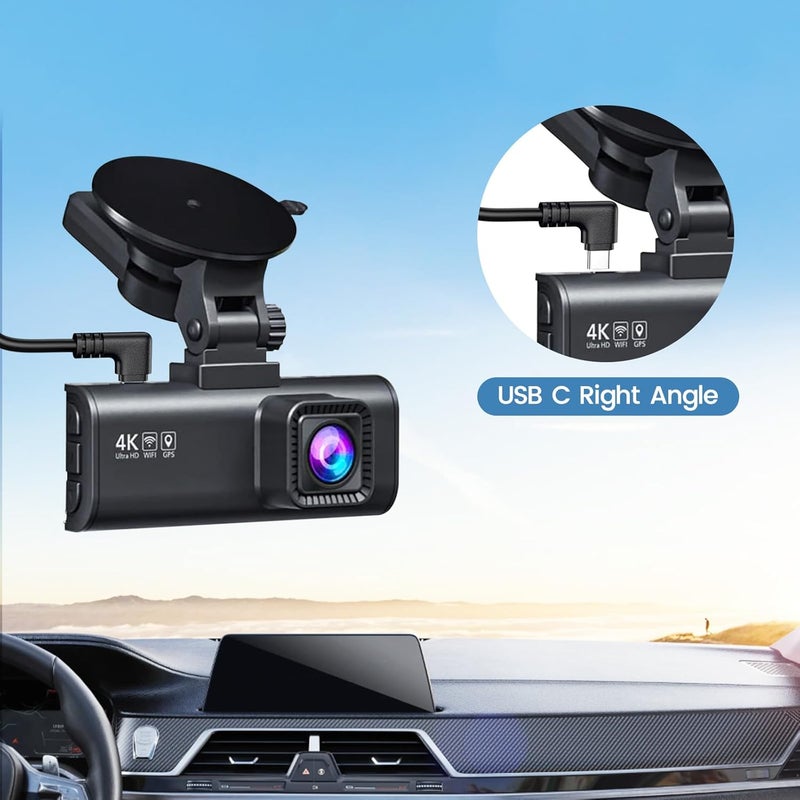 weishan USB C Dash Cam Power Cord, USB to 90-Degree USB-C Charging Cable for Dashcam Rear View Mirror Camera, 11.5ft Long Charger Wire - Image 3