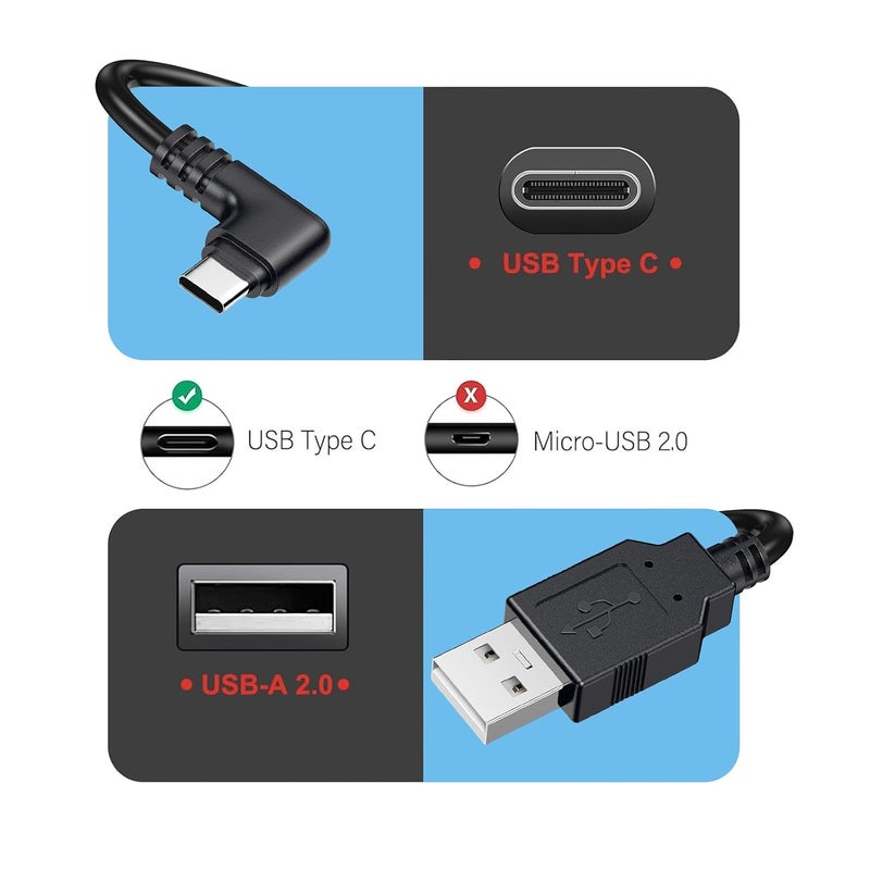 weishan USB C Dash Cam Power Cord, USB to 90-Degree USB-C Charging Cable for Dashcam Rear View Mirror Camera, 11.5ft Long Charger Wire - Image 5