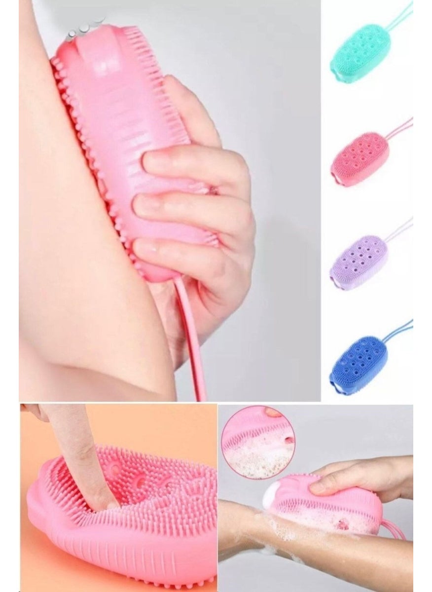 Biton Toptan - Biton Wholesale 2 Pieces Sponge Silicone Bath Glove Soap Massage Loofah Sponge Brush Can Be Put Into Solid Soap - Image 1