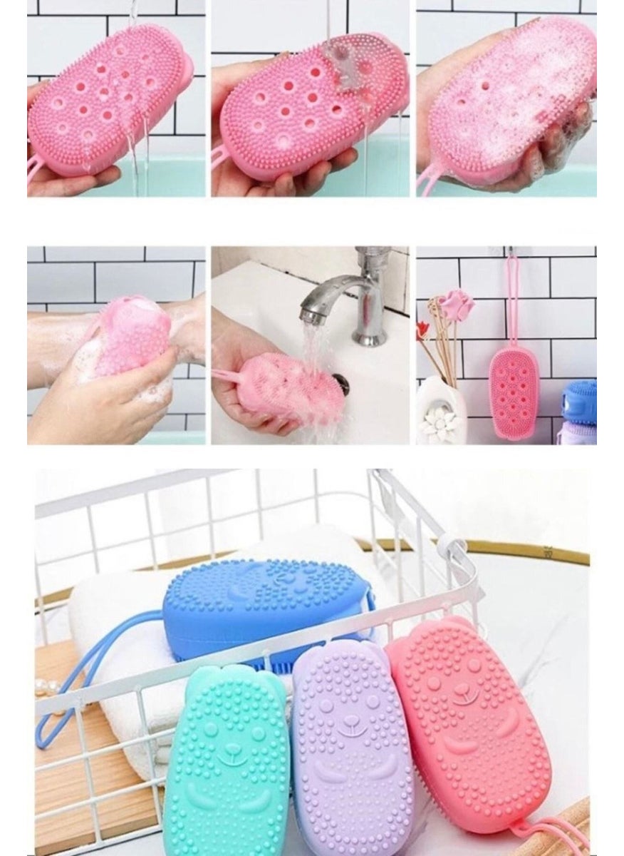 Biton Toptan - Biton Wholesale 2 Pieces Sponge Silicone Bath Glove Soap Massage Loofah Sponge Brush Can Be Put Into Solid Soap - Image 1