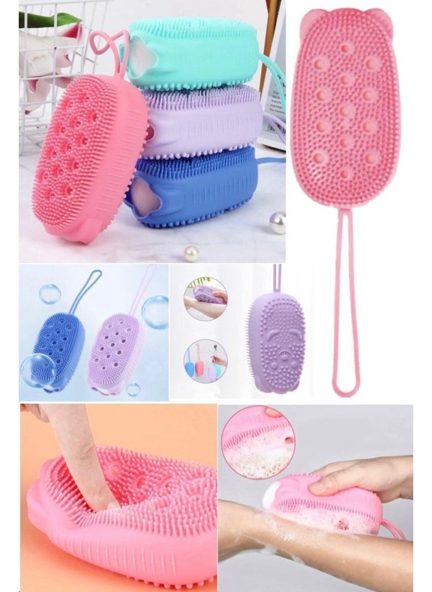 Biton Toptan - Biton Wholesale 2 Pieces Sponge Silicone Bath Glove Soap Massage Loofah Sponge Brush Can Be Put Into Solid Soap - Image 1