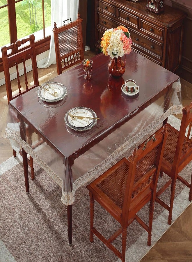 Zollyss Plastic Table Protector Sheet Transparent | Crystal Clear, Vinyl PVC 42 x 60 Inch | Dining Table Cover 6 Seater Waterproof & Oil Spill Proof | for Dining Tables, Parties - Image 2