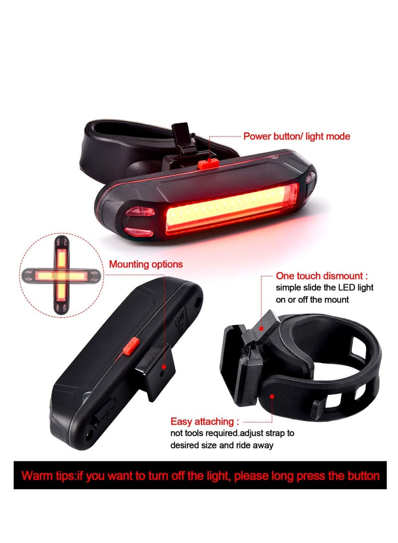 Generic Ultra Bright Bike Tail Light, USB Rechargeable Taillight, Waterproof Bicycle LED Rear Light for Road MTB Mountain Bikes, Easy to Install for Cycling Safety 2Sets  - Image 2