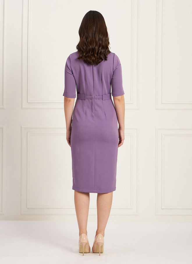 SALT ATTIRE Purple Boat Neck Sheath Dress - Image 4