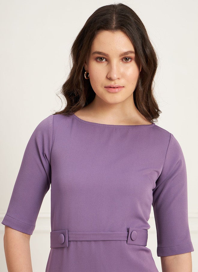 SALT ATTIRE Purple Boat Neck Sheath Dress - Image 2
