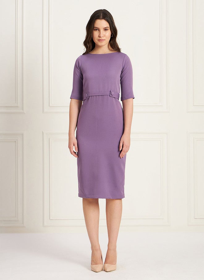 SALT ATTIRE Purple Boat Neck Sheath Dress - Image 1