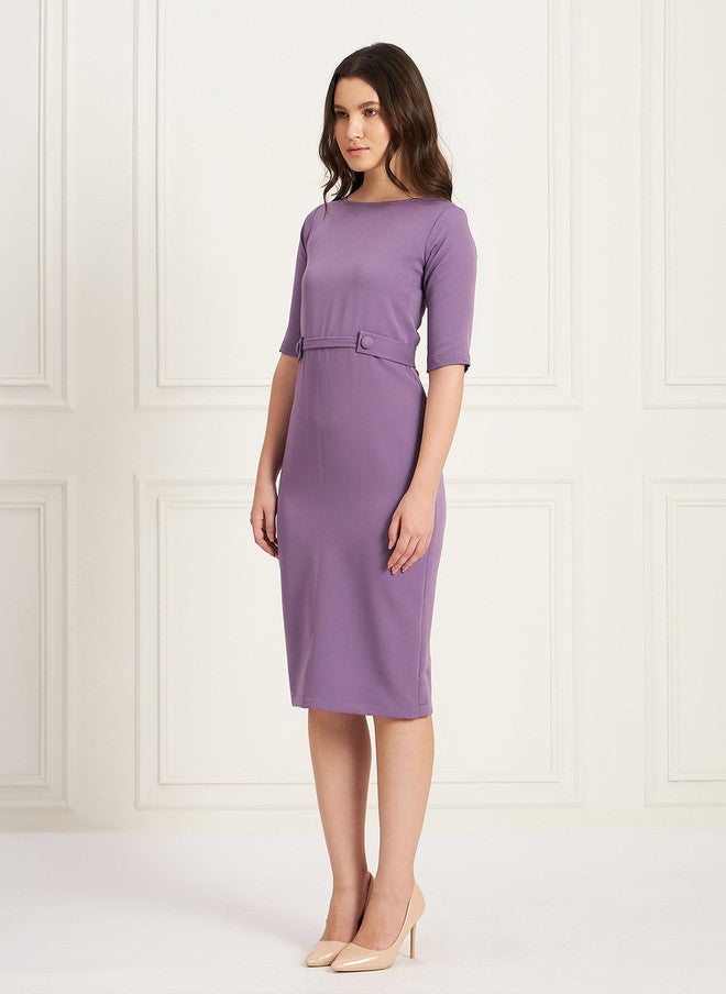 SALT ATTIRE Purple Boat Neck Sheath Dress - Image 3