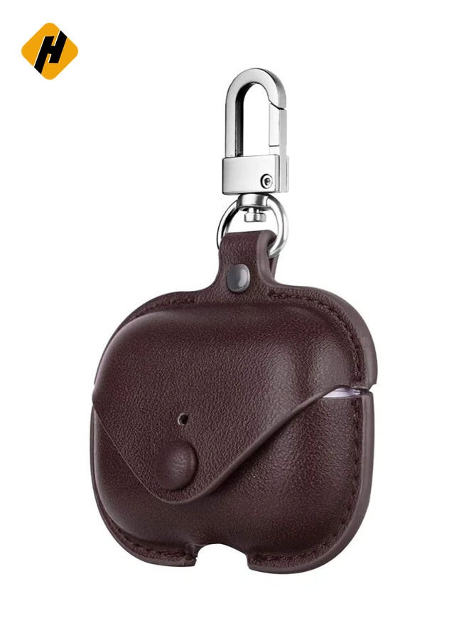 HuHa Genuine Leather Case Compatible with AirPods Pro Case, Protective Cover for Apple AirPods pro Case Headphones EarPods, Soft Leather Cover with Keychain Hook  - Image 1