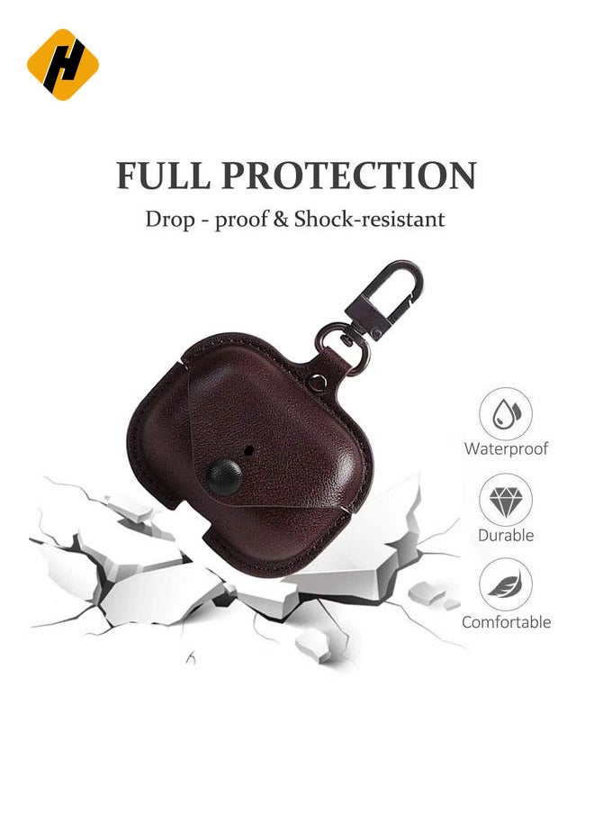 HuHa Genuine Leather Case Compatible with AirPods Pro Case, Protective Cover for Apple AirPods pro Case Headphones EarPods, Soft Leather Cover with Keychain Hook  - Image 4