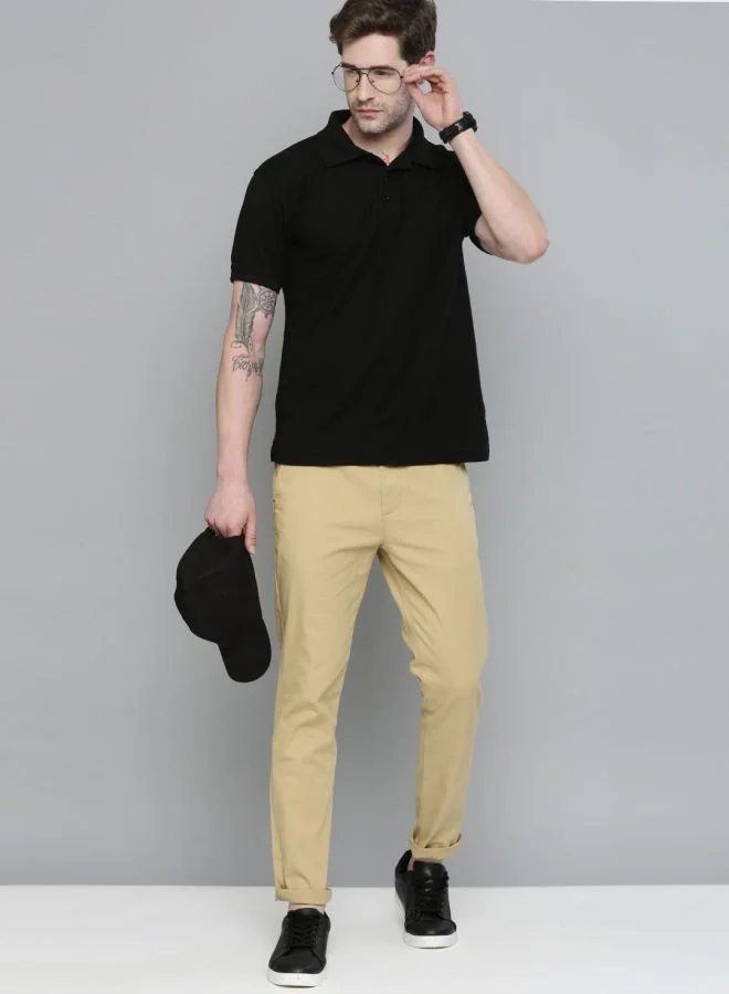 The Indian Garage Co Men Slim Fit Solid Mid-Rise Chinos