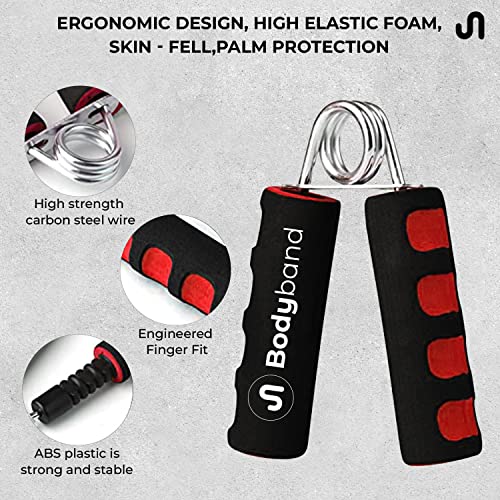 Bodyband Hand Grip Strengthener with Foam Handle, Hand Gripper for Men & Women for Gym Workout Hand Exercise Equipment to Use in Home for Forearm Exercise, Finger Exercise Power Gripper - Red - Image 3