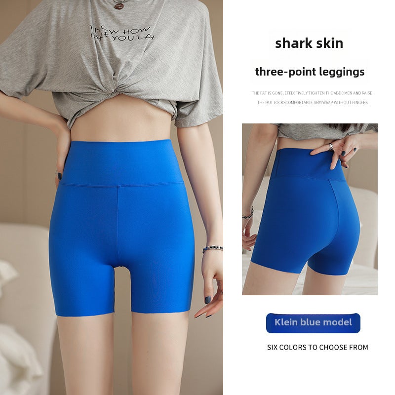 Slimming Yoga Pants Women Summer Tummy Control Cycling Capris Liquid Triple [Light] Klein Blue