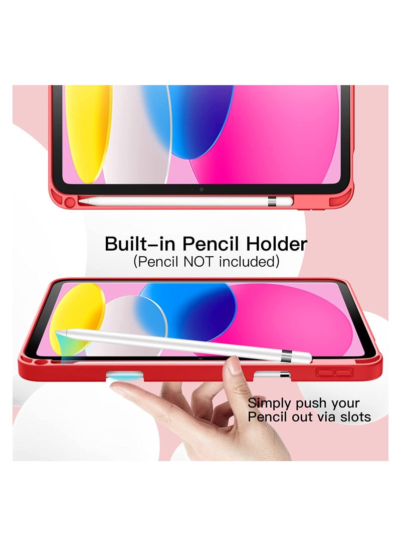 ELTRAZONE iPad Case (10.9 Inch, 2022 Model, 10th Generation) with Stylus Holder, Slim Tablet Cover with Soft TPU Back with Auto Sleep/Wake (Watermelon) - Image 5