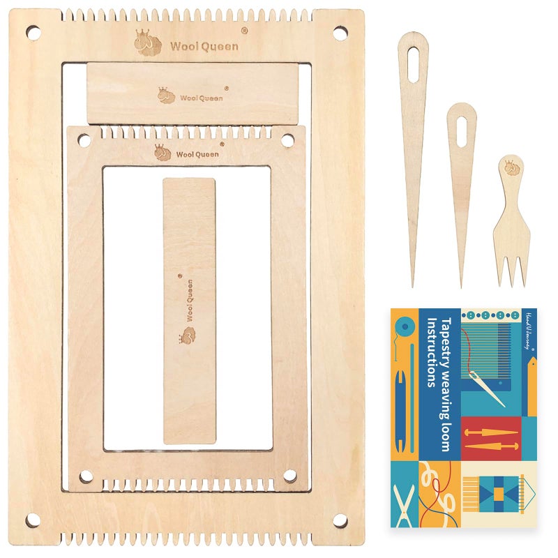 Wool Queen Hand U Journey Rectangle Weaving Loom Kit 7.9''x11.8'' and 5.3''x7.8'', 2 Set with Weaving Tools and 16 Pages Instruction Book-Size M - Image 1