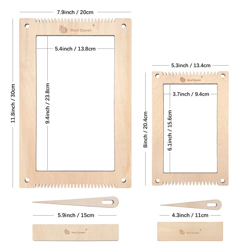 Wool Queen Hand U Journey Rectangle Weaving Loom Kit 7.9''x11.8'' and 5.3''x7.8'', 2 Set with Weaving Tools and 16 Pages Instruction Book-Size M - Image 2