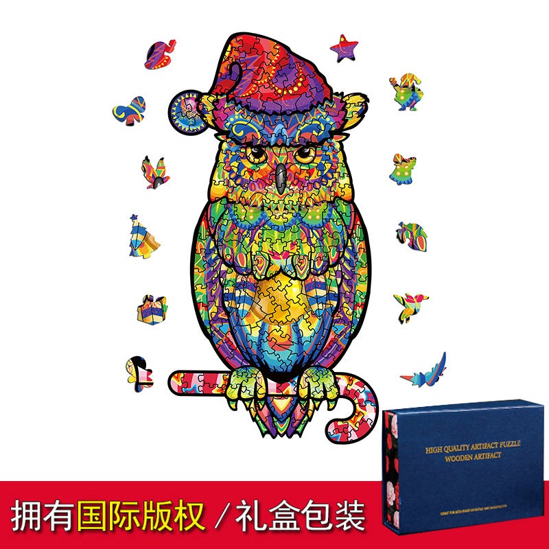 Christmas Owl Lion Wolf Shaped Wooden Puzzle 3D Animal Puzzle Manufacturers Wooden Puzzle Toys - Image 1