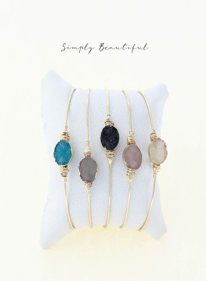 NTLX Gold Plated Bracelet for Women - Stylish Gold Design - Druzy Bangle Bracelet - Great Gift (Light Rose) - Image 5