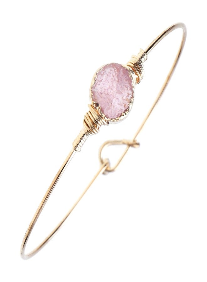 NTLX Gold Plated Bracelet for Women - Stylish Gold Design - Druzy Bangle Bracelet - Great Gift (Light Rose) - Image 1