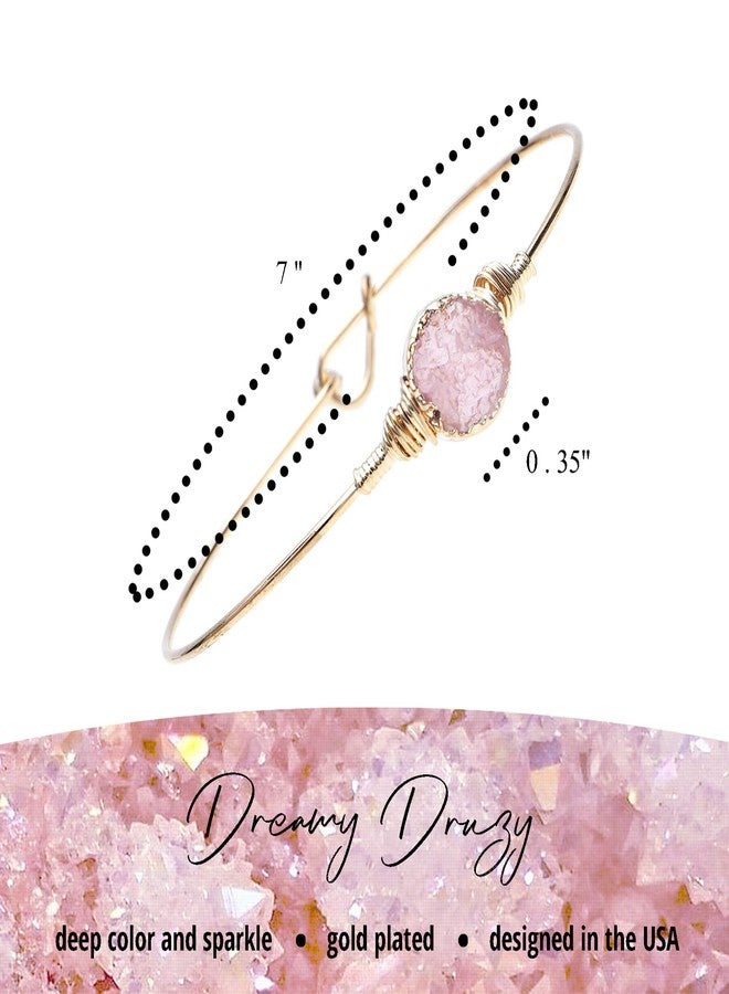 NTLX Gold Plated Bracelet for Women - Stylish Gold Design - Druzy Bangle Bracelet - Great Gift (Light Rose) - Image 2