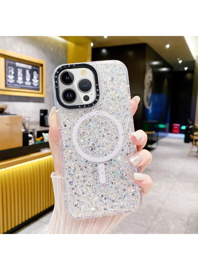 S-TOP Case For iPhone 15 Pro Max Gold Armor MagSafe Glitter Epoxy Phone Case - Image 3