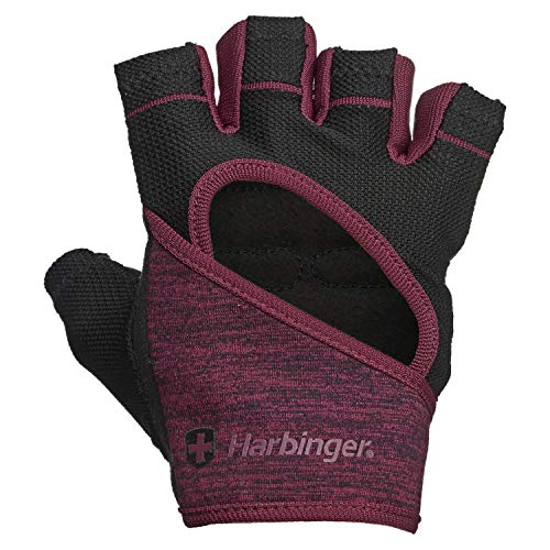 Harbinger Women's FlexFit Wash and Dry Workout Weightlifting Gloves with Padded Leather Palm (1 Pair), Black/Merlot, Large - Image 5