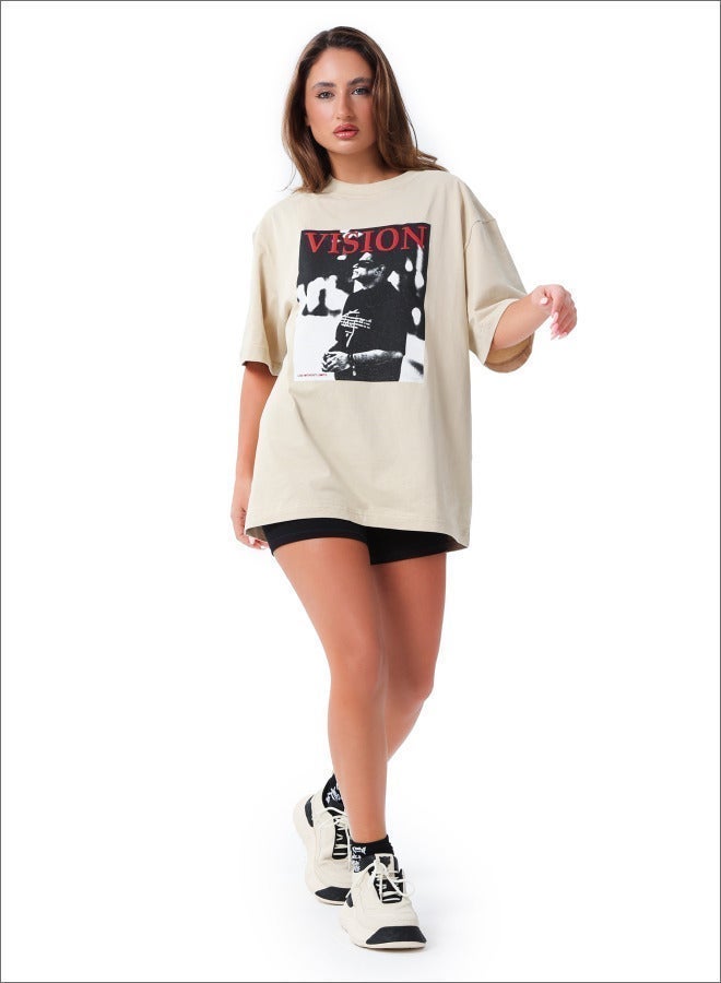 TANJIM SQUAD - VISION WOMENS T-SHIRT BEIGE - Image 5