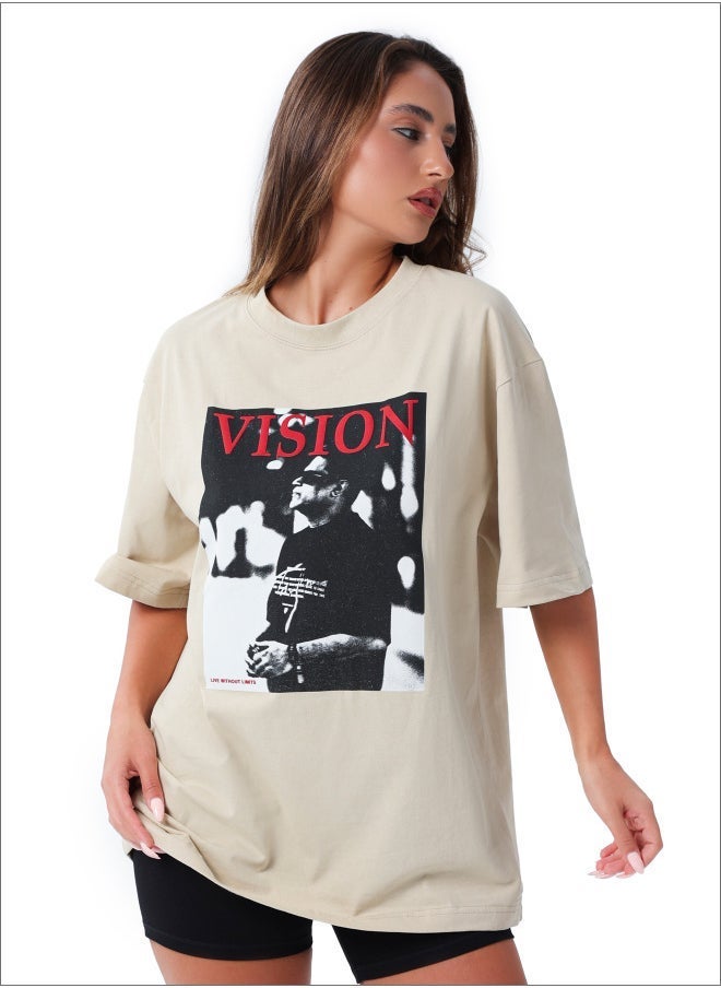 TANJIM SQUAD - VISION WOMENS T-SHIRT BEIGE - Image 1