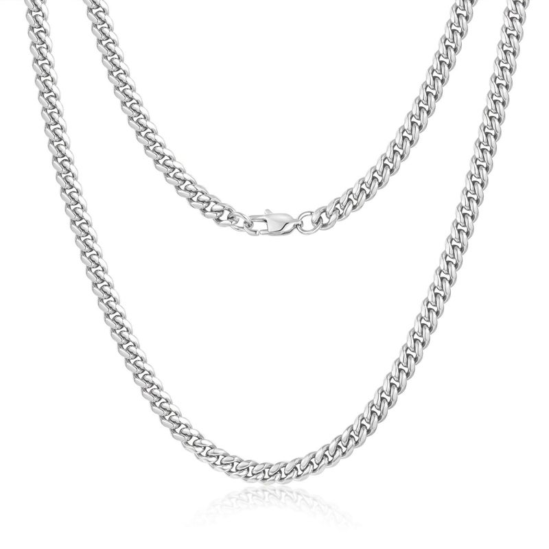 Jewlpire سلسلة فضية من جويلباير للرجال والنساء، سلسلة قلادة كوبية 6 مم للرجال، سلسلة رجال بطول 20 بوصة - Image 1
