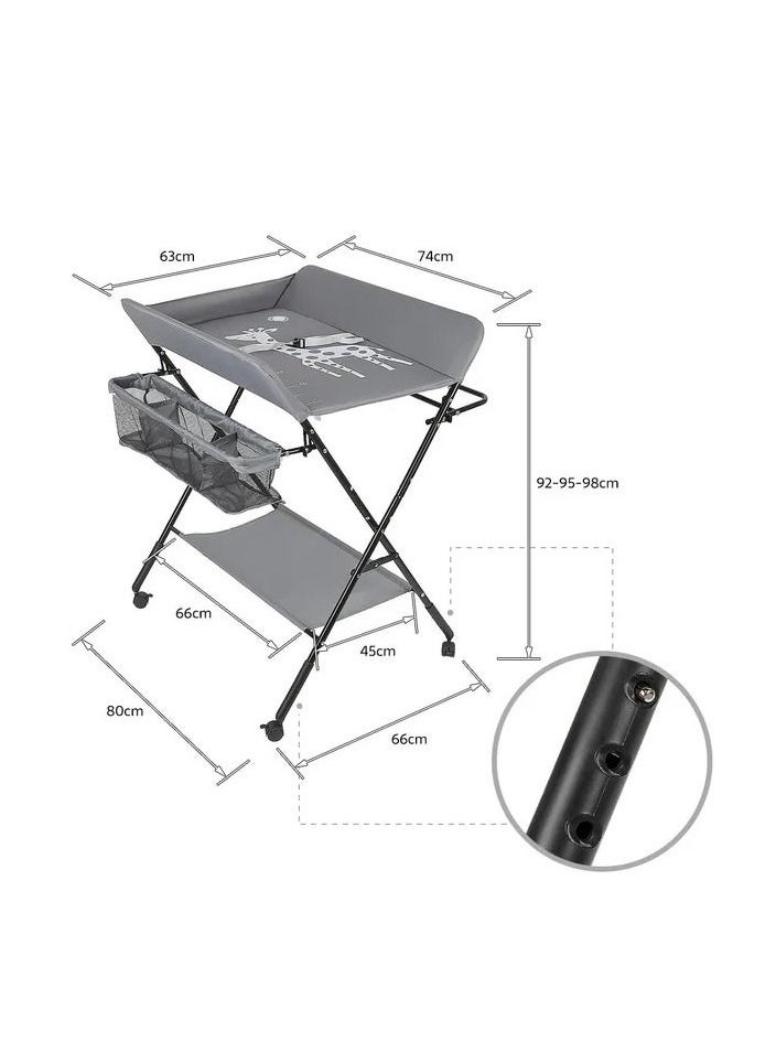 Everything For Kids - Foldable Baby Changing Table with Wheels and Storage Bag Nursery Organizer for Newborn Essentials - Image 1