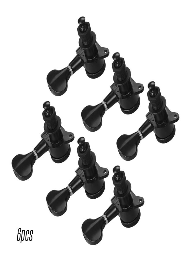 Electric Guitar Machine Heads Knobs String Tuning Pegs Locking Tuners Pack of 6 Pieces 6R with Mounting Screws and Ferrules Black - Image 3