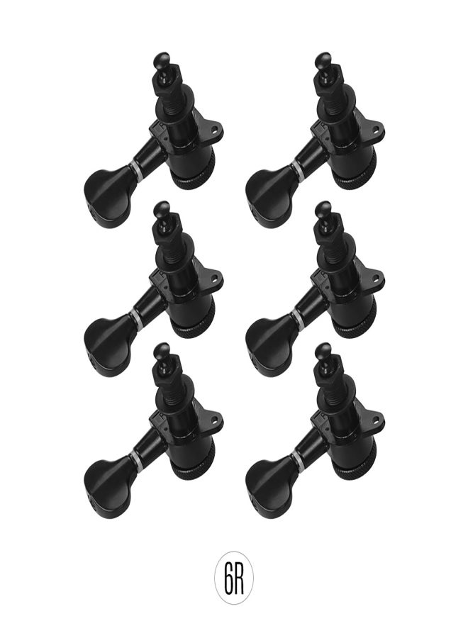 Electric Guitar Machine Heads Knobs String Tuning Pegs Locking Tuners Pack of 6 Pieces 6R with Mounting Screws and Ferrules Black - Image 4