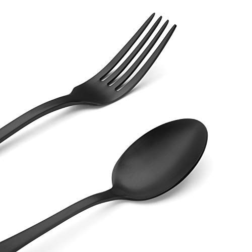 sharecook Matte Black Silverware Set,SHARECOOK Satin Finish 40-Piece Stainless Steel Flatware Set,Kitchen Utensil Set Service for 8,Tableware Cutlery Set for Home and Restaurant, Dishwasher Safe - Image 3
